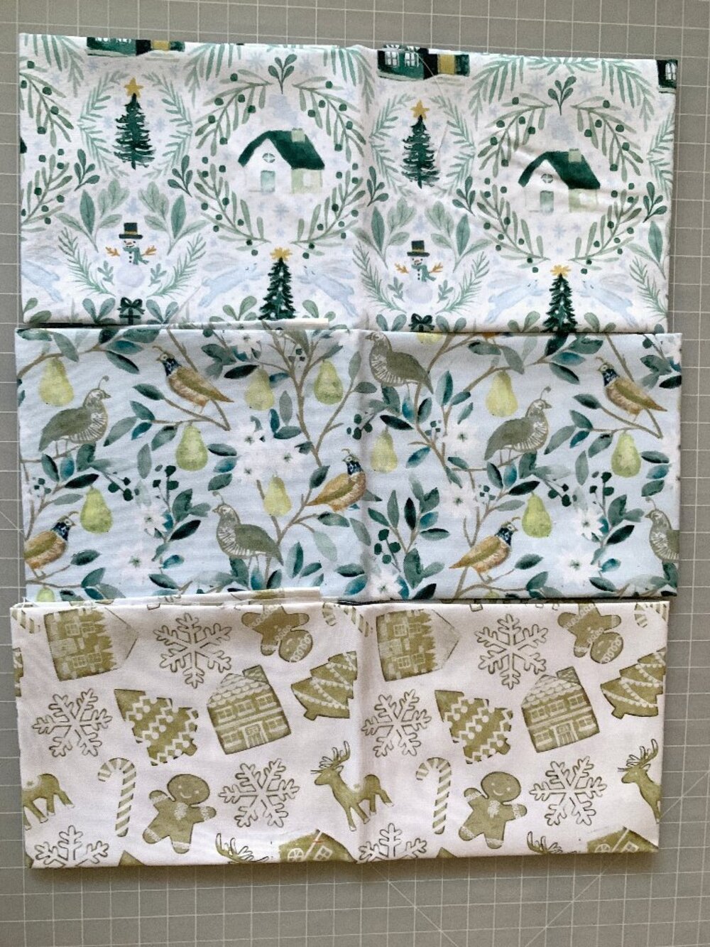 Bundle of Fabric - Holiday-Themed (Teal & Green)